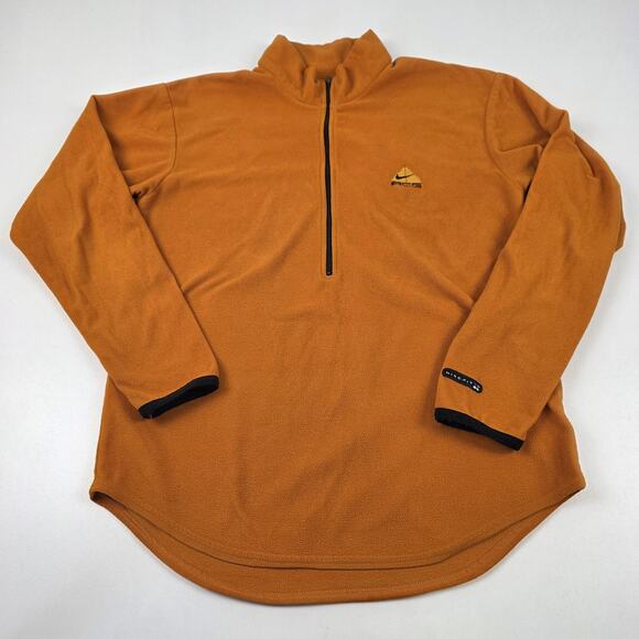 Vintage Nike ACG Fleece Pullover Mens Large Orange Therma-FIT 1/4 Zip Hiking 90s - Picture 1 of 14